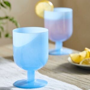 Anthropologie NWT Milky Footed Glasses in 
Blue, Set of 2